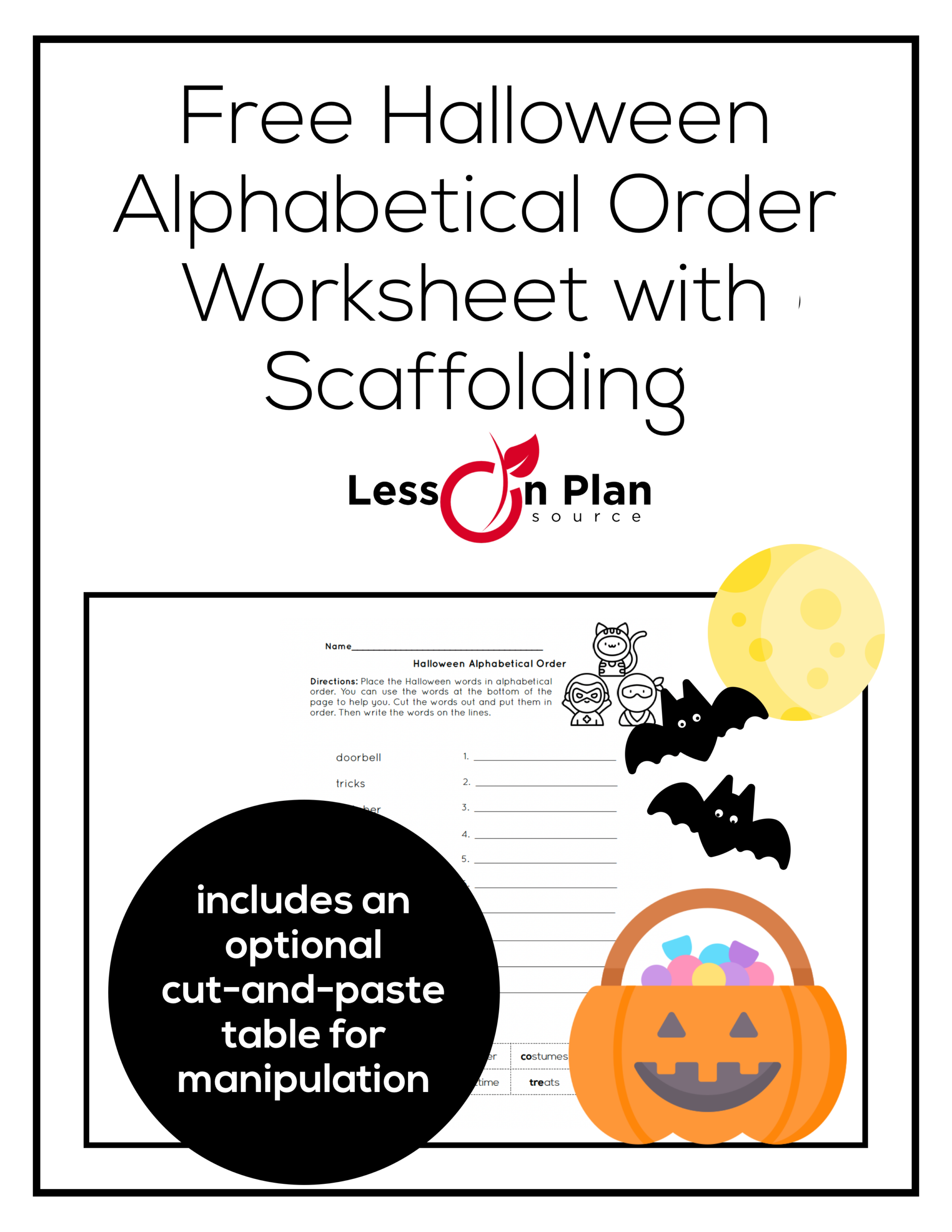 AlphabeticalOrderHalloweenFree scaled - Halloween Alphabetical Order with Scaffolding Support Free Halloween Alphabetical Order Worksheet