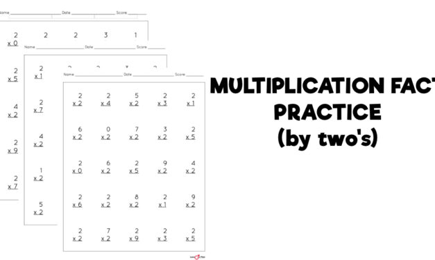 Multiplication Fact Practice Worksheets (by 2’s)